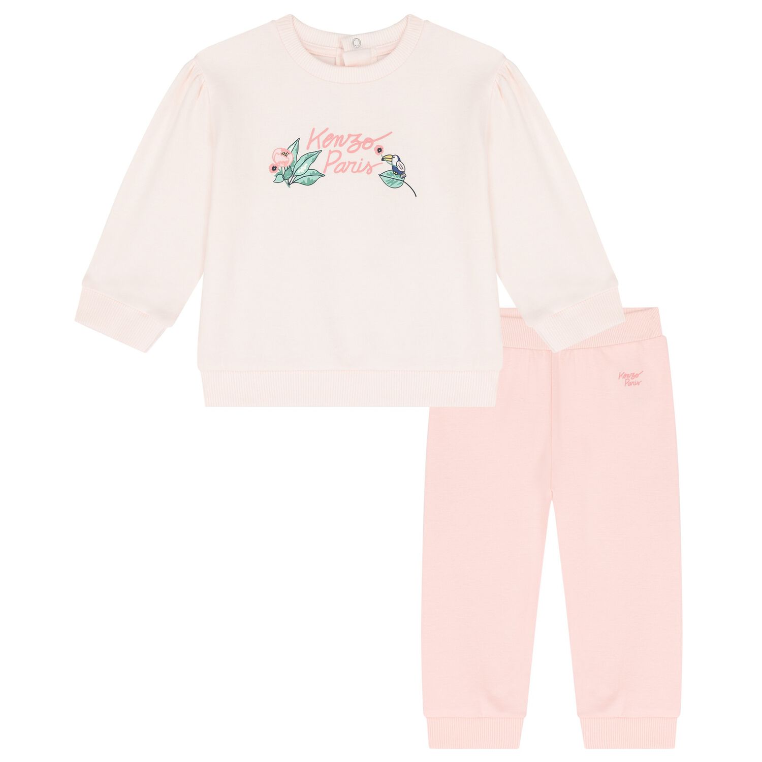 بدلة بنات رياضية بالشعار باللون الوردي, 1, hi-res