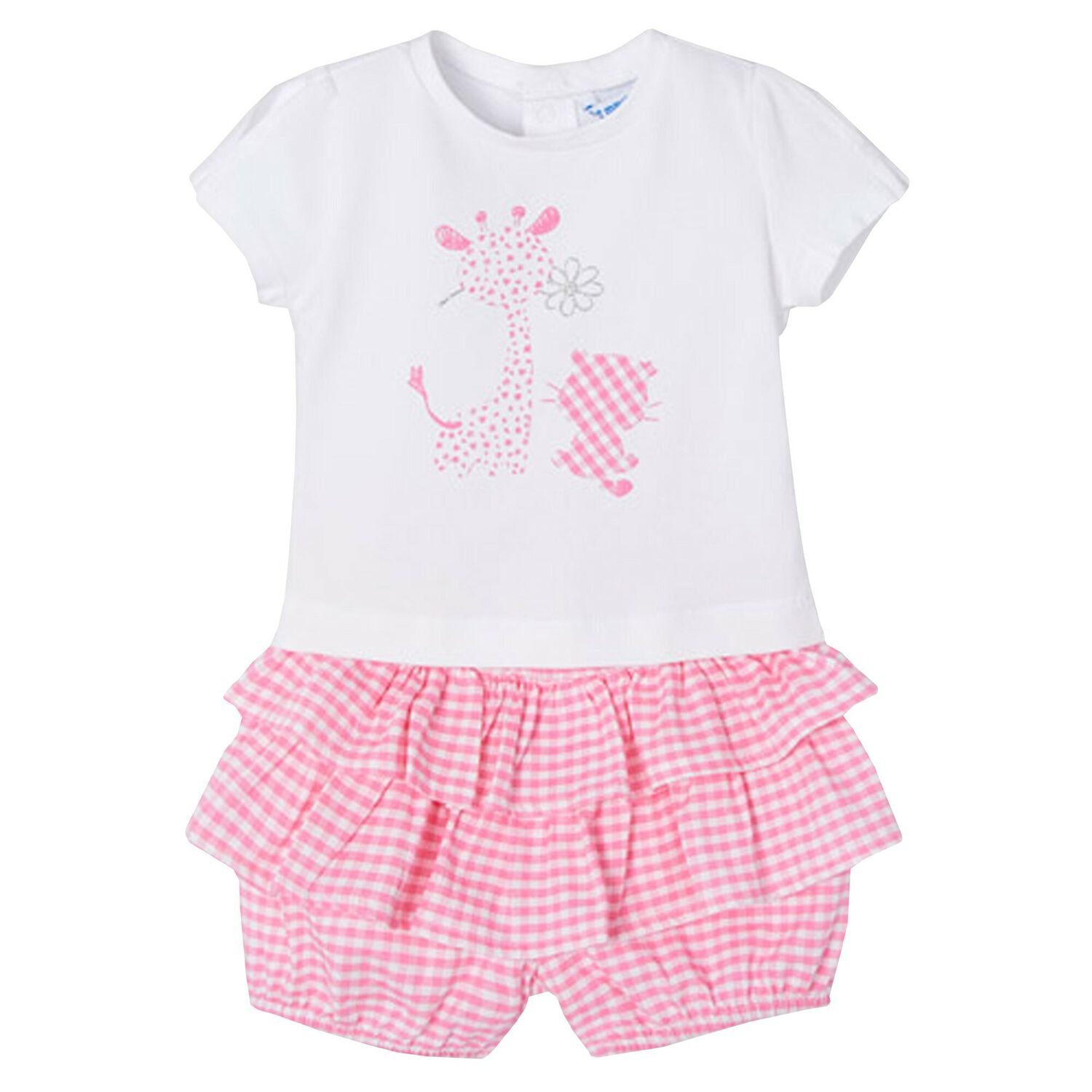 Younger Girls Pink Gingham Shorts Set, 1, hi-res image number null