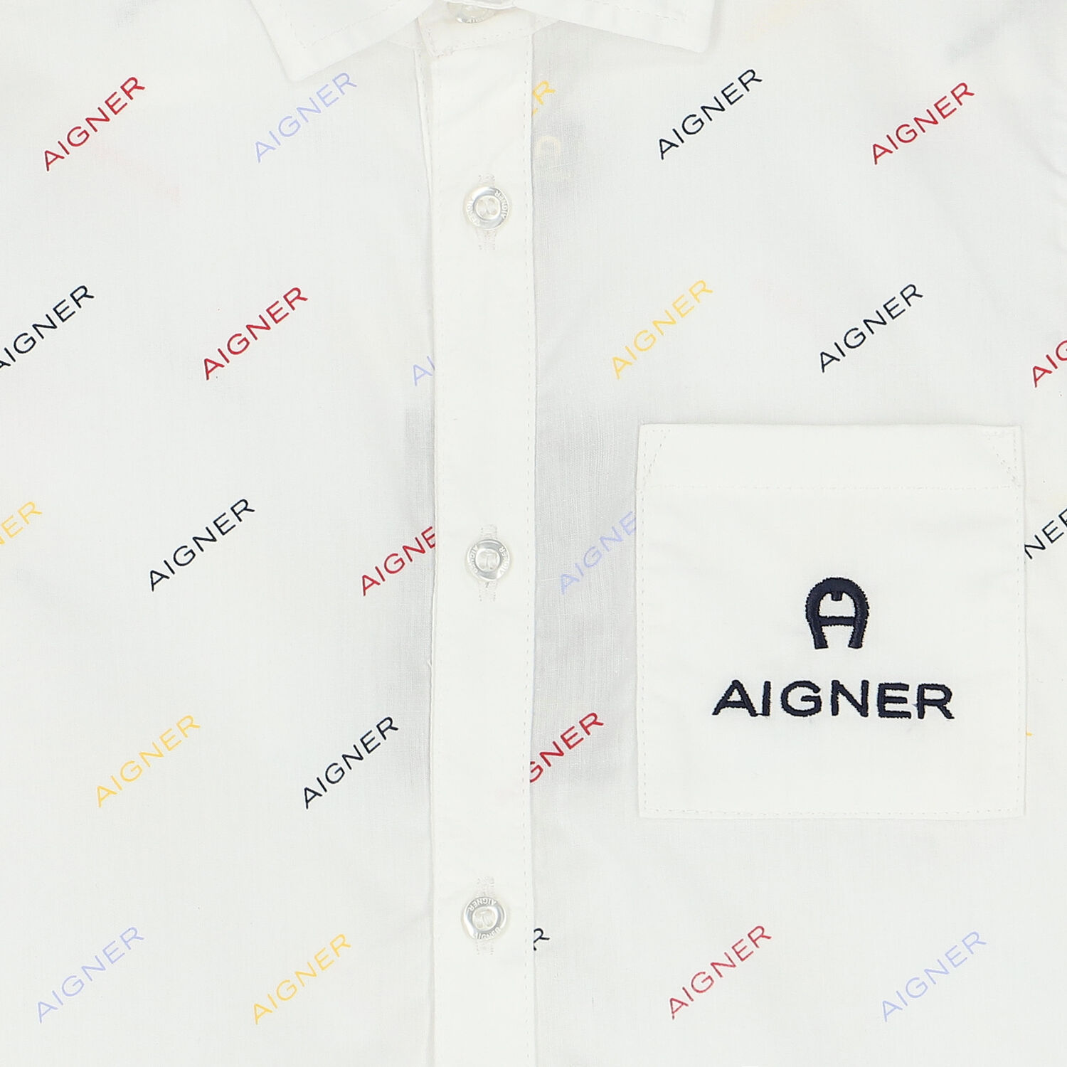 Boys White Logo Shirt, 1, hi-res