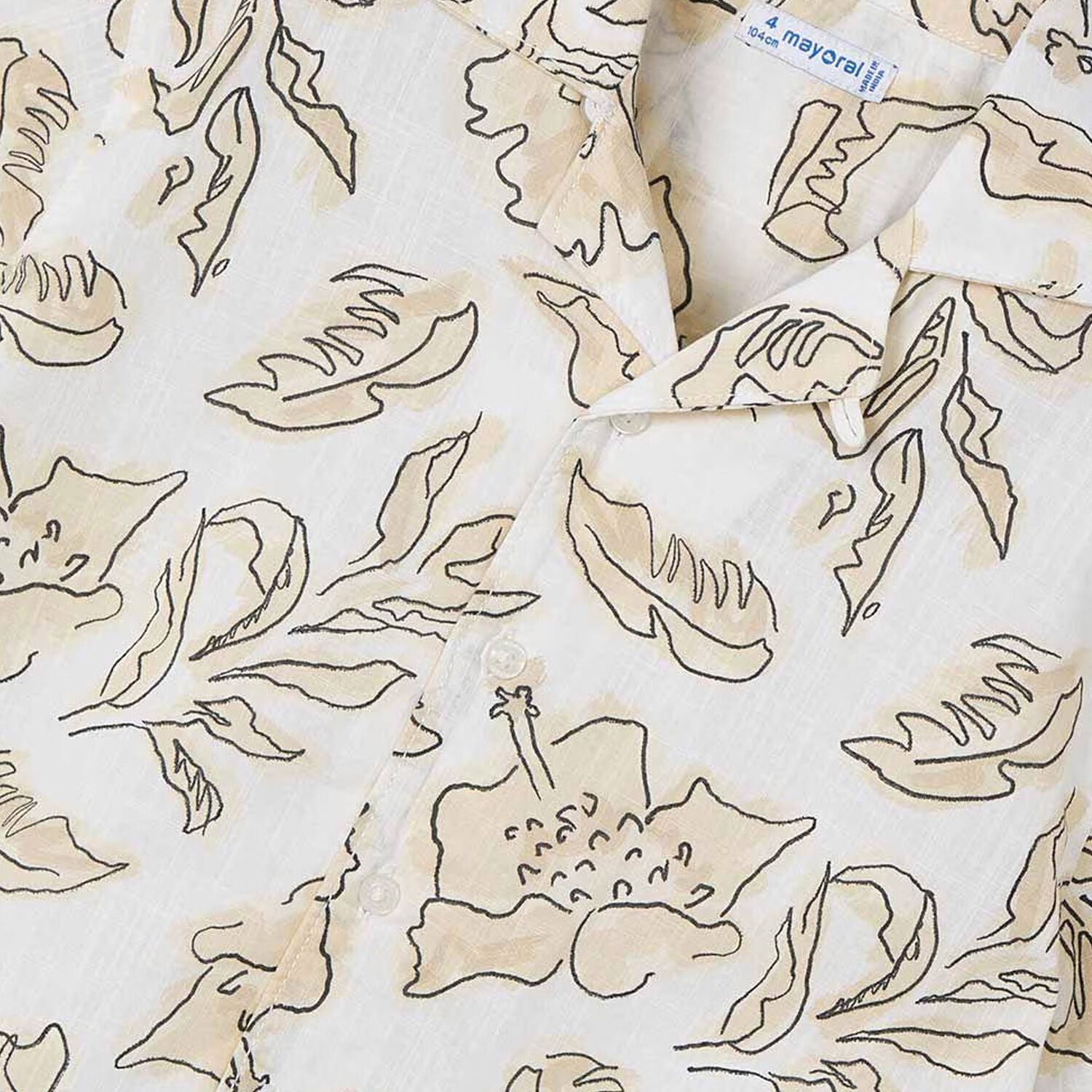 Boys Ivory & Beige Cotton Shirt, 1, hi-res