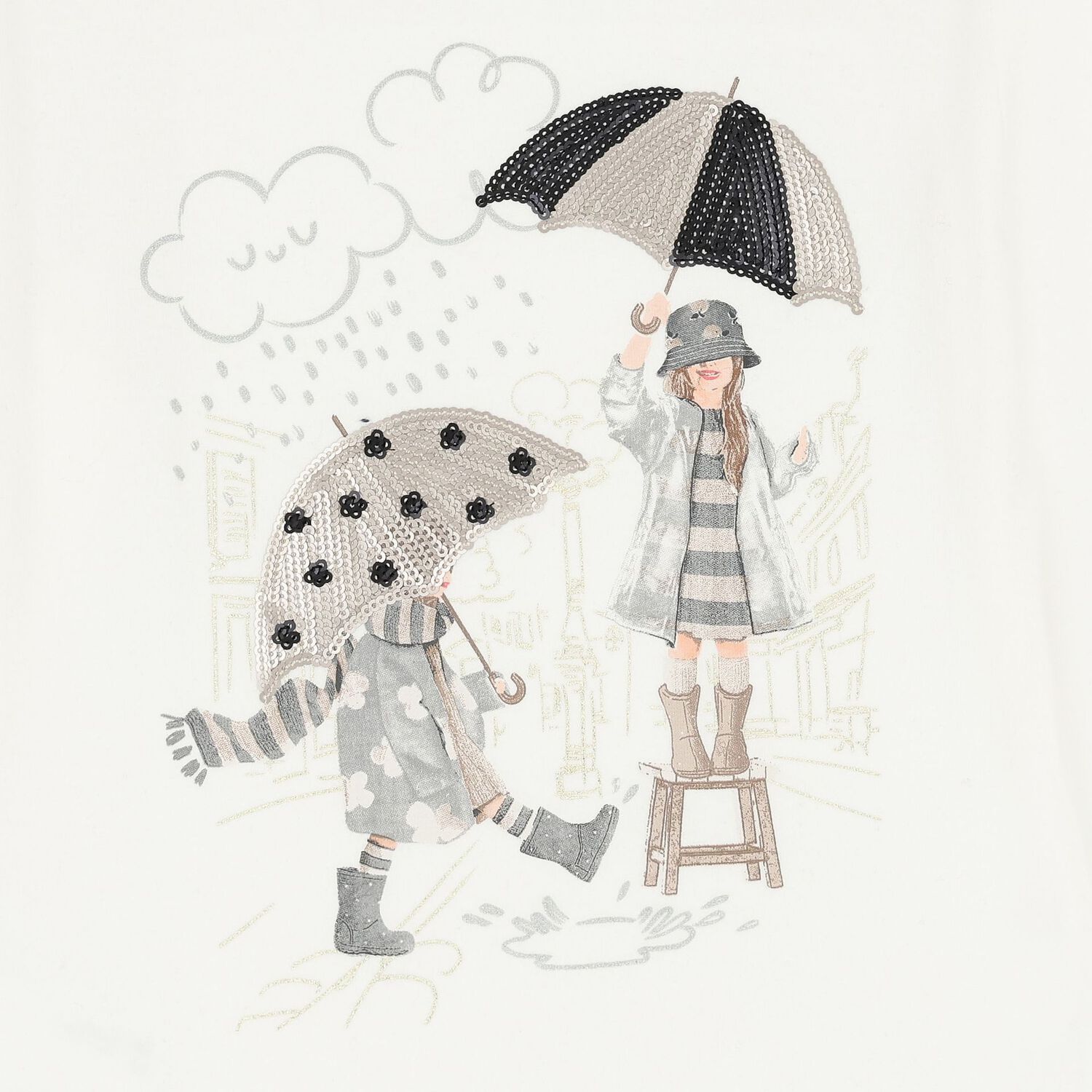 توب بنات بأكمام باللون الأبيض, 3, hi-res