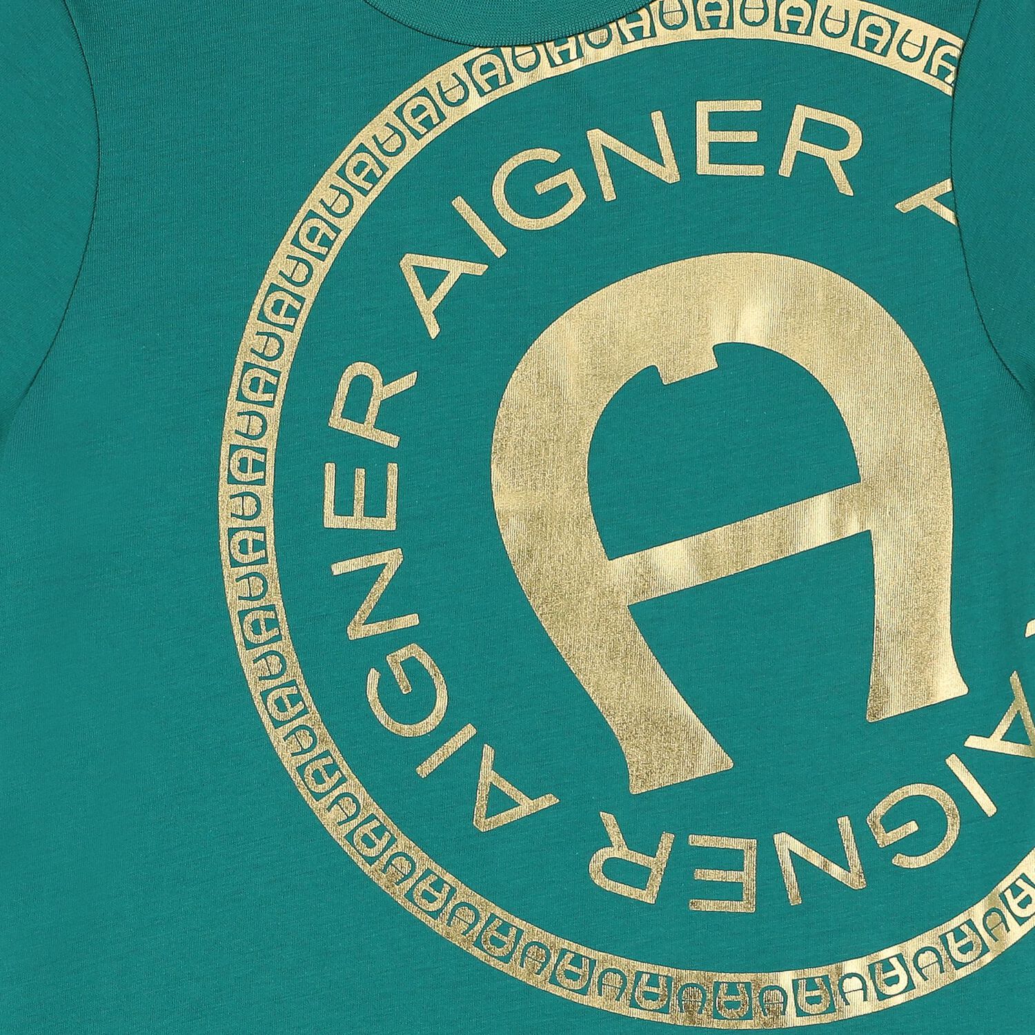 تيشيرت أولاد بالشعار باللون الأخضر والذهبى, 2, hi-res