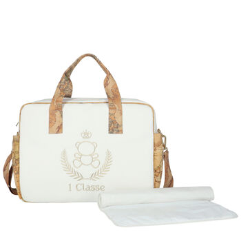 Ivory & Beige Geo Map Bear Changing Bag