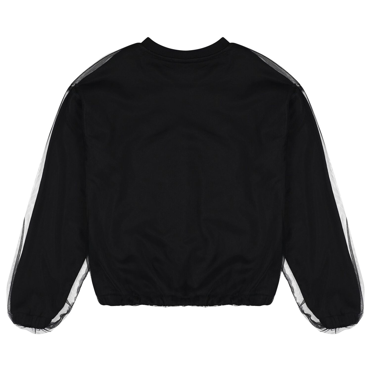 Girls Black Logo Overlay Tulle Sweatshirt, 1, hi-res