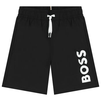 Boys Black Logo Swim Shorts