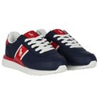 Boys Navy Blue & Red Trainers, 1, hi-res