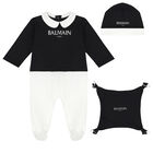 White & Black Logo Babygrow Gift Set, 3, hi-res