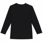 Girls Black Long Sleeve Logo Top, 2, hi-res