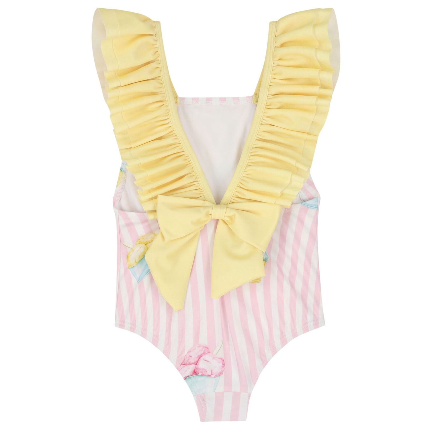 Girls White, Yellow & Pink Ice Cream Swimsuit, 2, hi-res