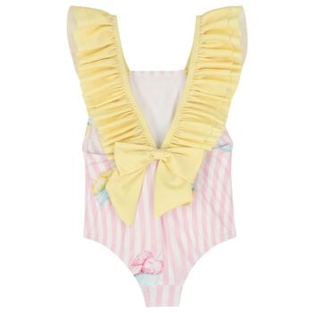 مايوه للبنات بتصميم الآيس كريم باللون الأبيض والأصفر والوردي