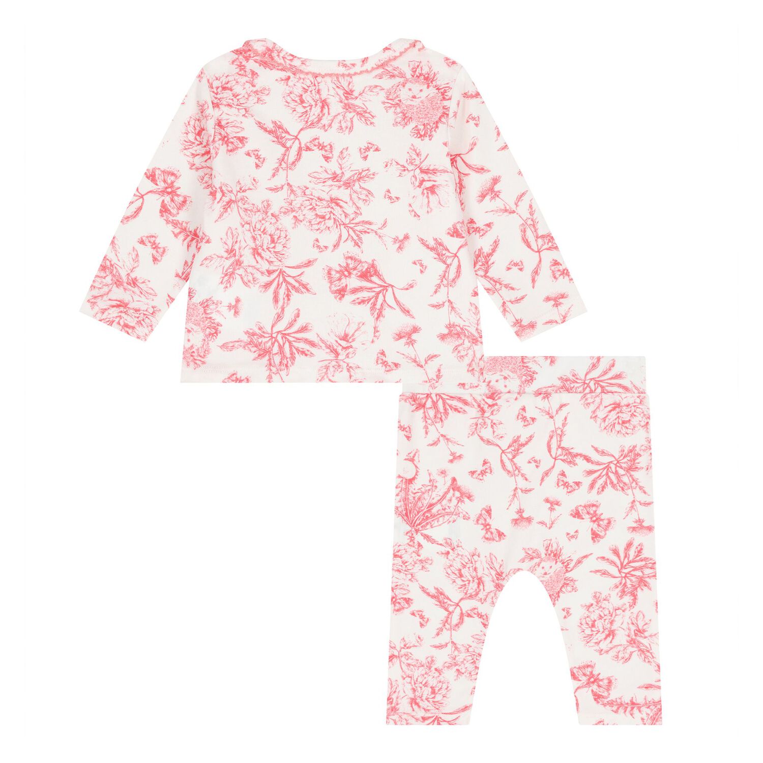 Baby Girls White & Red Floral Pyjama Set, 1, hi-res image number null