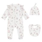 Baby Girls White & Pink Carousel Babygrow Set, 1, hi-res