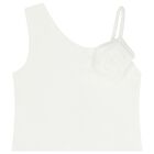 Girls White Rose Applique Top, 1, hi-res
