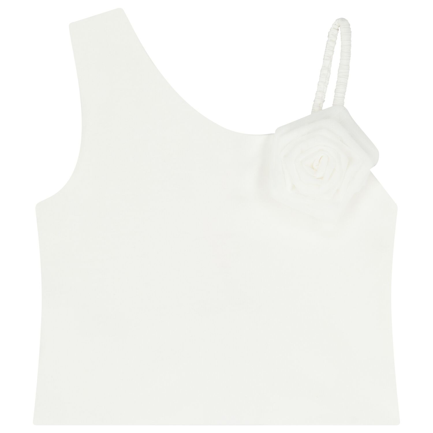 Girls White Rose Applique Top, 1, hi-res