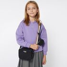 Girls Black Logo Leather Bag, 1, hi-res
