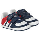 Baby Boys Navy, White & Red Logo Pre Walker Shoes, 1, hi-res