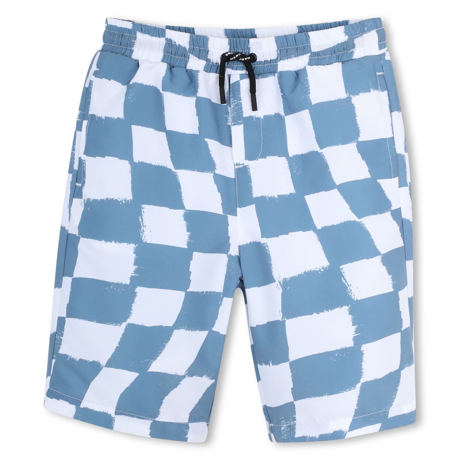 Boys Blue & White Checkerboard Swim Shorts , 1, hi-res