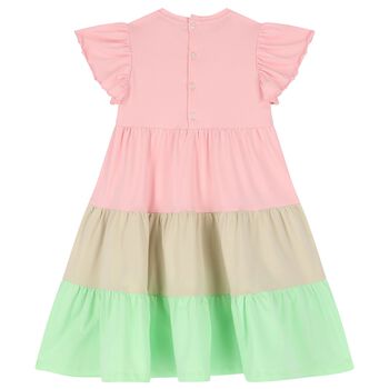 Girls Pink & Green Embellished Dress