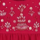 Baby Girls Red Embellished Tulle Dress Set, 1, hi-res