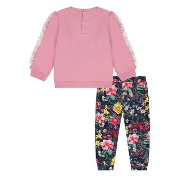 Younger Girls Pink Floral Tracksuit