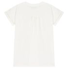 Girls Ivory Teddy Bear Logo Dress, 1, hi-res