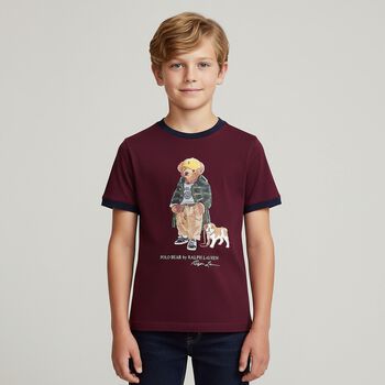 Boys Burgundy Polo Bear T-Shirt