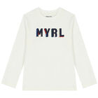 Boys Ivory Logo Long Sleeve Top, 3, hi-res