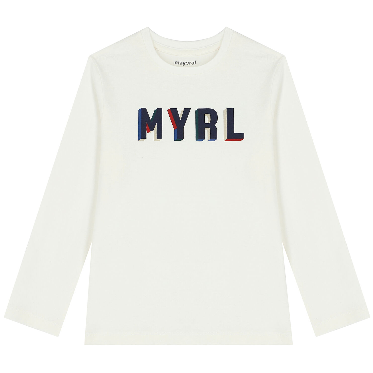 Boys Ivory Logo Long Sleeve Top, 3, hi-res image number null