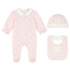 طقم أفرول بالشعار باللون الوردي للبنات, 1, hi-res