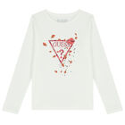 Girls Ivory Logo Long Sleeve Top, 1, hi-res