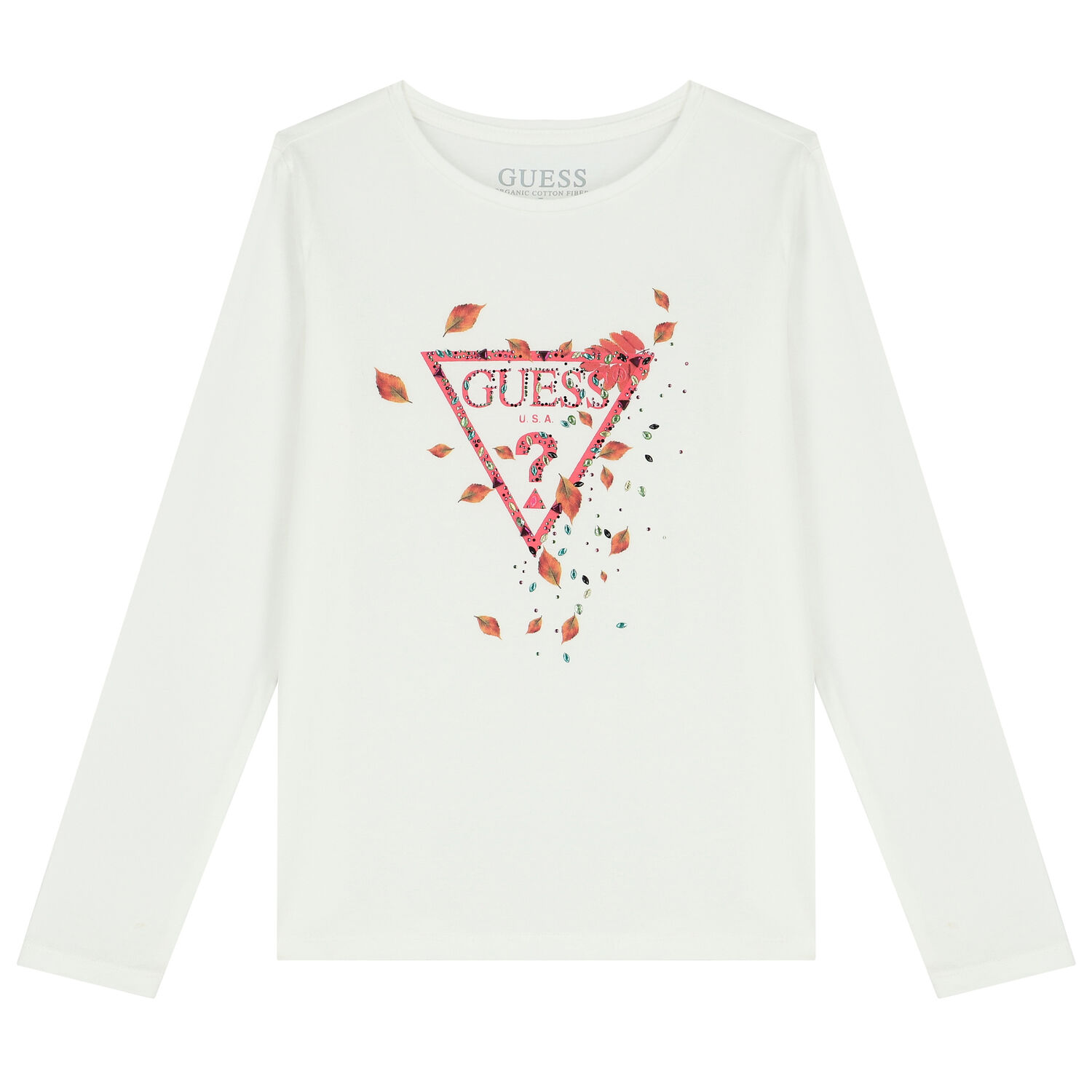 Girls Ivory Logo Long Sleeve Top, 1, hi-res