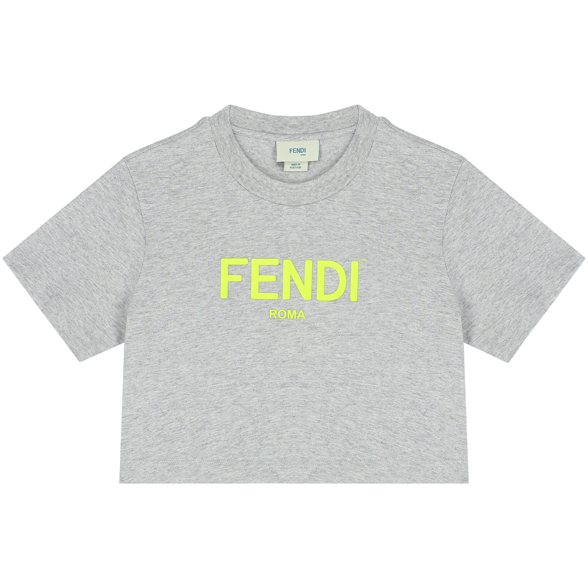 Fendi Girls Grey Logo T Shirt Junior Couture QA