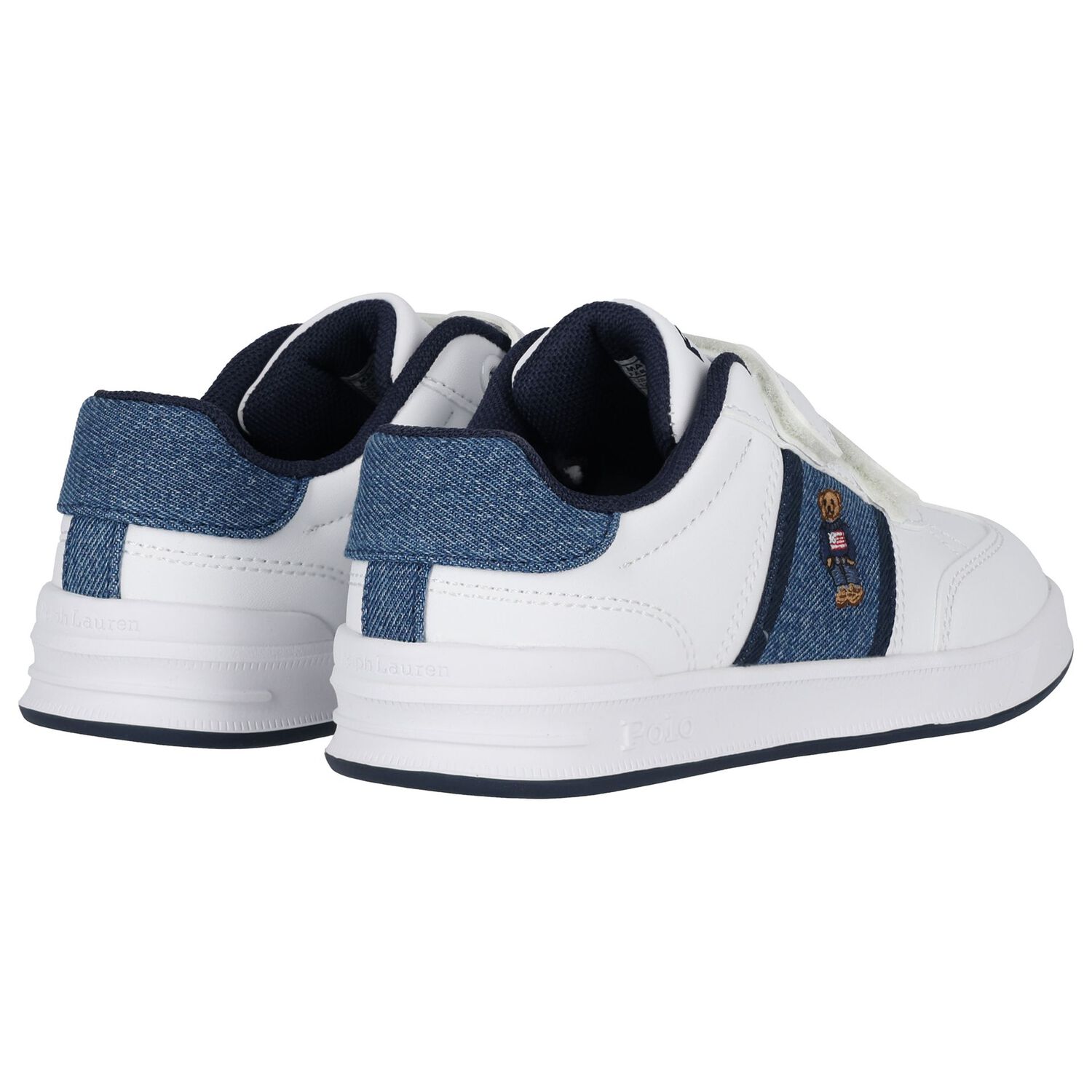 Boys White & Denim Blue Logo Trainers, 1, hi-res image number null