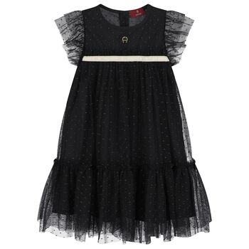 Girls Black & Gold Tulle Dress
