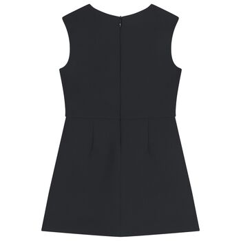 Girls Black Diamante Logo Dress