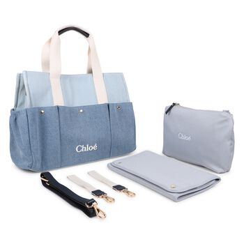Blue Logo Denim Baby Changing Bag