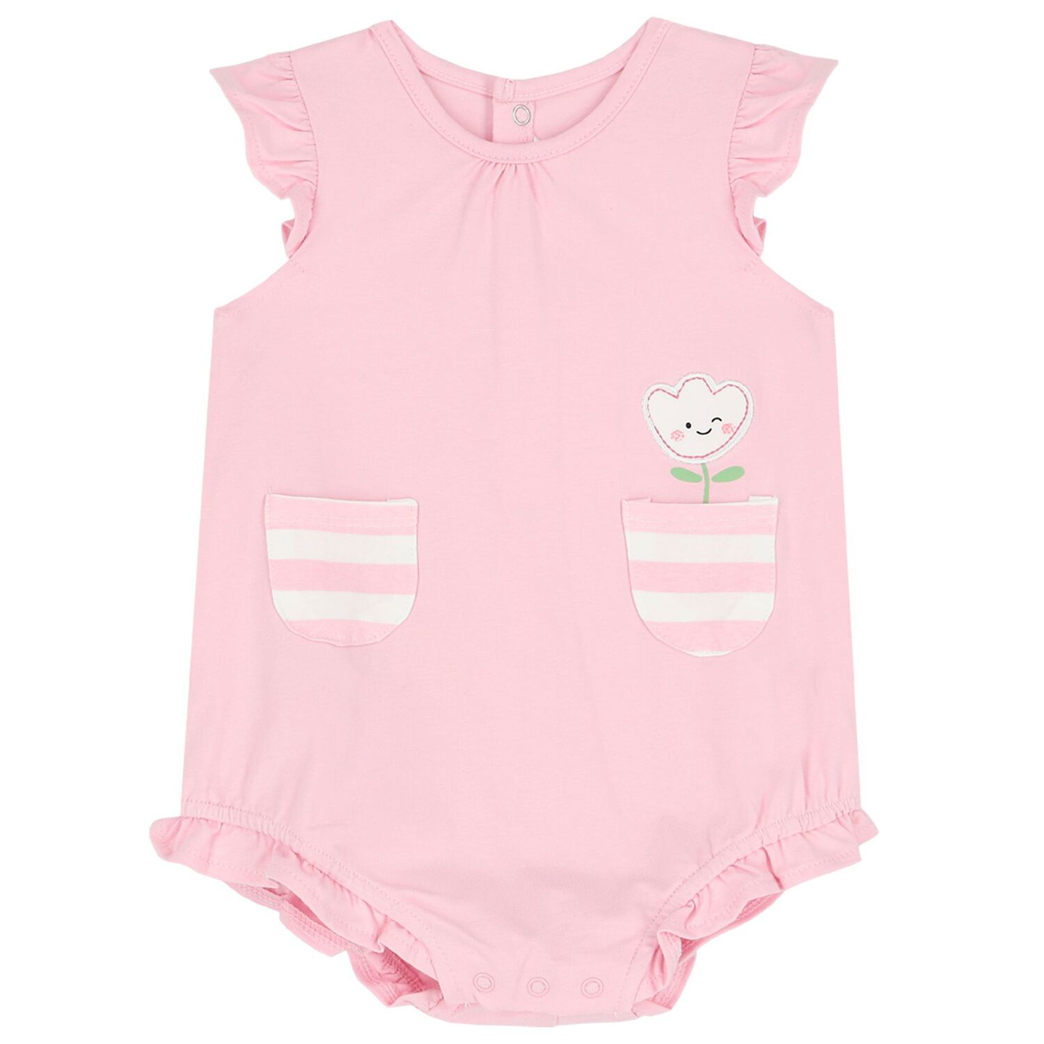 Baby Girls Pink & White Rompers ( 3-Pack ), 1, hi-res image number null