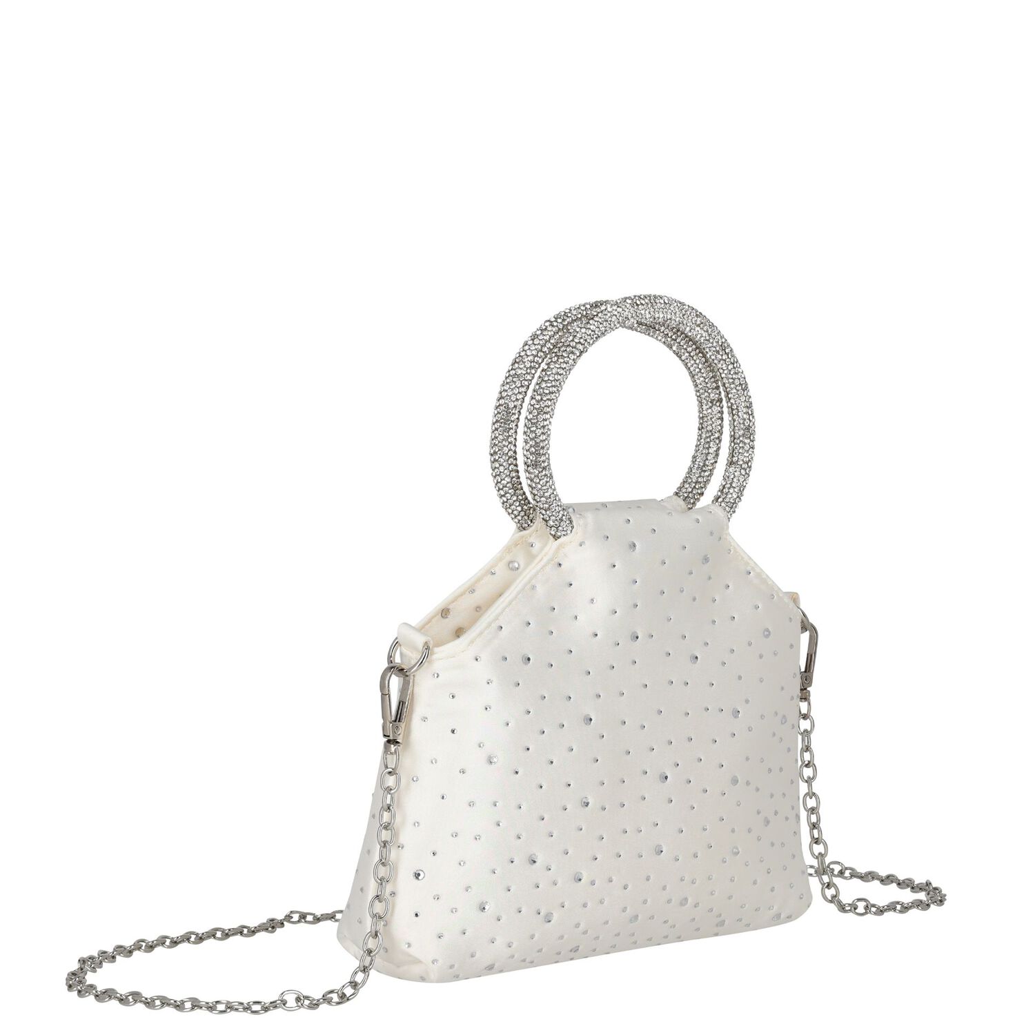 Girls Ivory Rhinestone Embellished Handbag ( 23cm ), 1, hi-res
