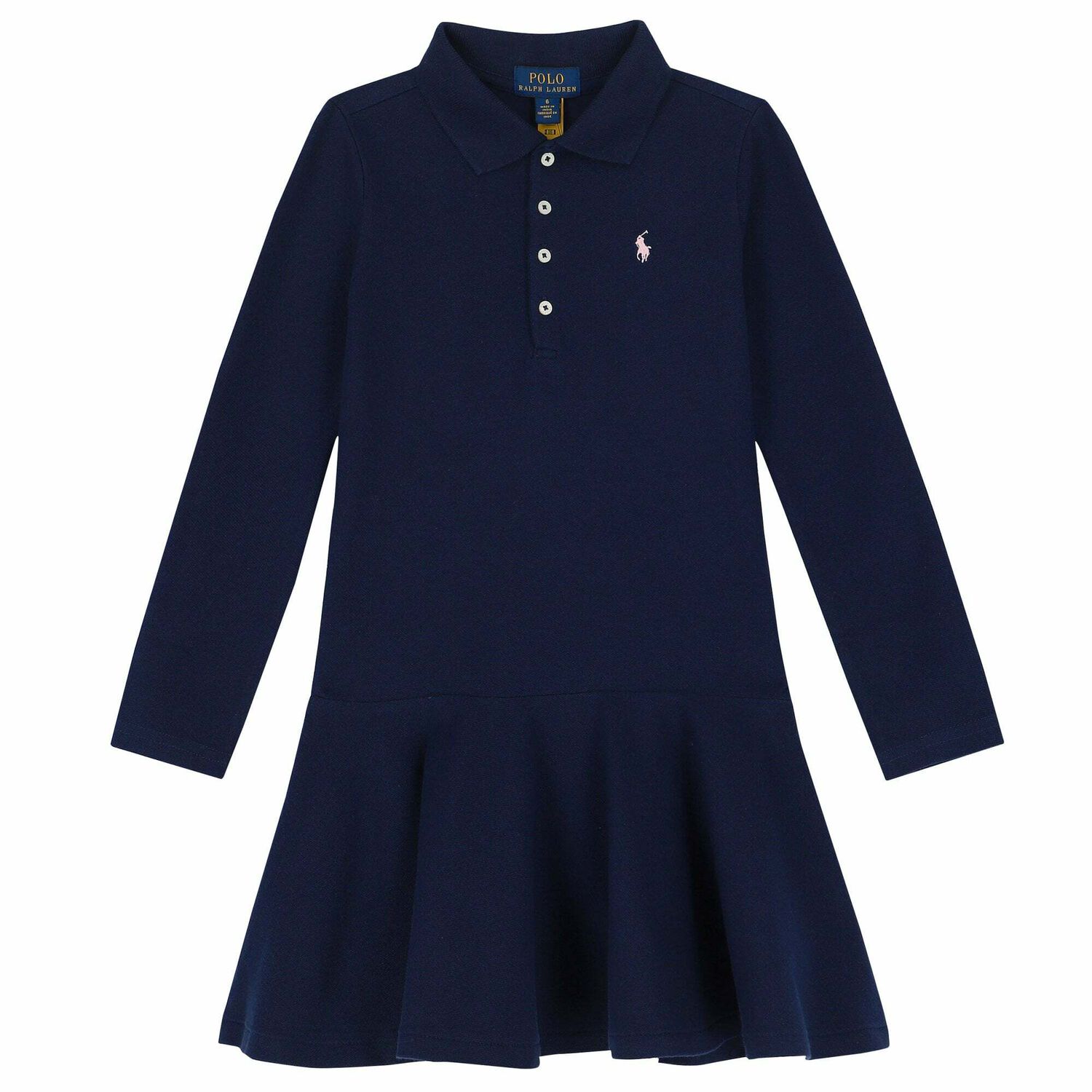 Girls Navy Logo Polo Dress , 1, hi-res image number null