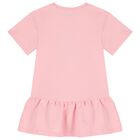 Girls Pink Teddy Bear Logo Dress, 3, hi-res