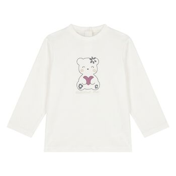 Baby Girls Ivory Teddy Bear Long Sleeve Top