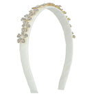 Girls White Embellished Headband, 2, hi-res