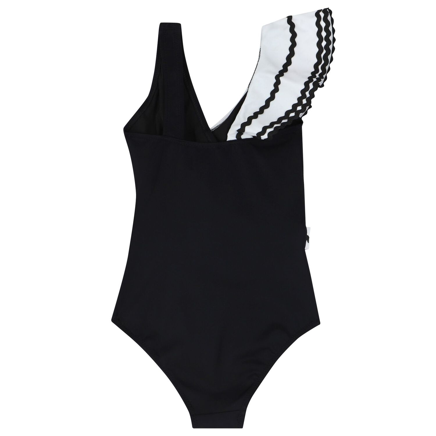Girls White & Black Ruffled Swimsuit, 1, hi-res image number null