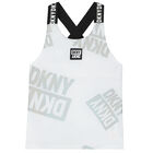 توب بالشعار باللون الأبيض للبنات, 1, hi-res