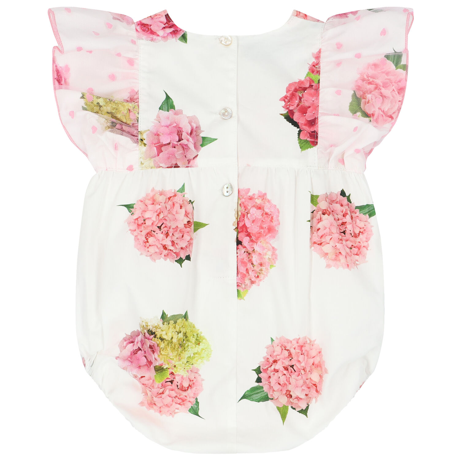 Baby Girls White & Pink Floral Shortie, 1, hi-res