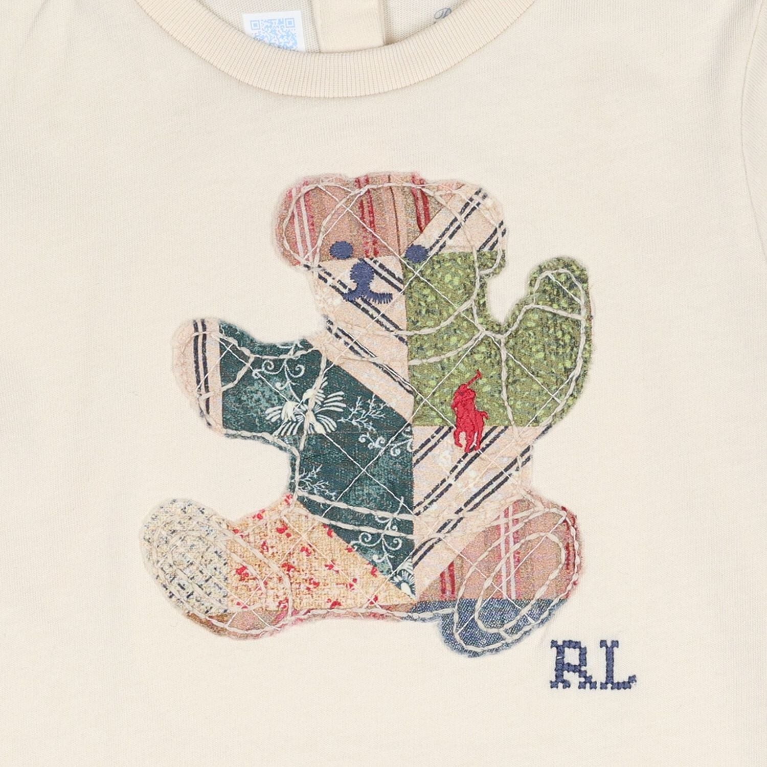 Baby Girls Ivory Patchwork Bear Dress Set, 1, hi-res
