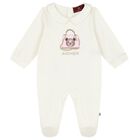 Baby Girls Ivory & Pink Logo Babygrow, 1, hi-res