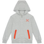 Boys Grey & Orange Logo Zip Up Top, 1, hi-res