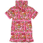 Girls Pink Teddy Bear Logo Hooded Dress, 1, hi-res