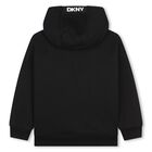 Boys Black Logo Hooded Zip Up Top, 1, hi-res